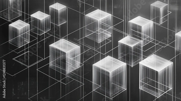 Obraz Abstract Geometric Cubes Design: A Striking Architectural Sketch