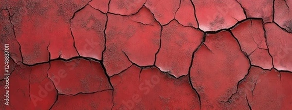 Obraz Cracked Red Paint Surface Texture Background (5)