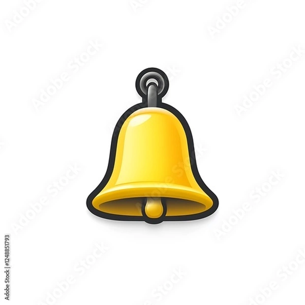 Fototapeta A Shiny Golden Bell Isolated on a White Background a Classic Notification Symbol