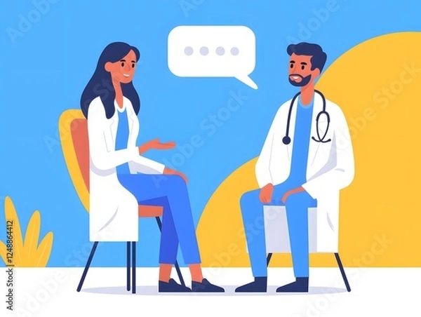 Fototapeta Health consultation between a doctor and a patient in a modern clinic setting