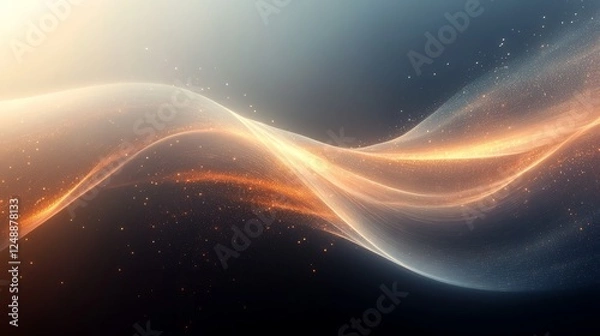 Fototapeta Golden and white luminous energy wave flowing diagonally