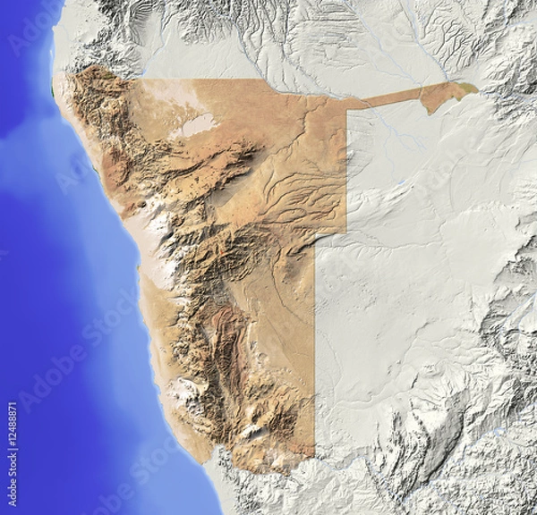 Fototapeta Namibia, shaded relief map