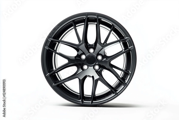 Fototapeta Car wheel isolated on white background, Selective focus wheel for vehicle on white background.