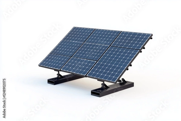Fototapeta Selective focus solar panels isolated on white background, Renewable energy generator.