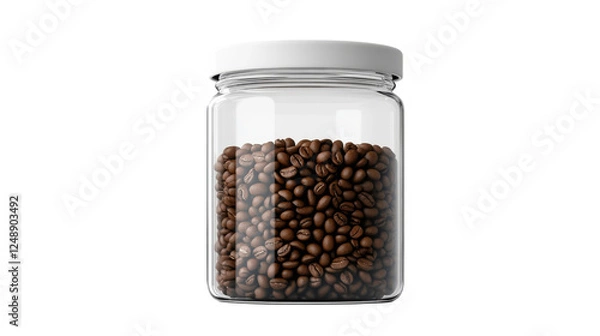 Fototapeta coffee beans in a jar isolated on white background 