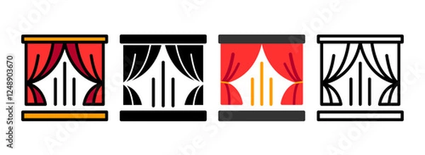 Obraz Set of Curtains Icon