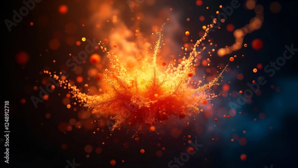Fototapeta A Mesmerizing Cluster of Vibrant Fiery Sparks Suspended in Midair – Dynamic and Intense Energy Explosion