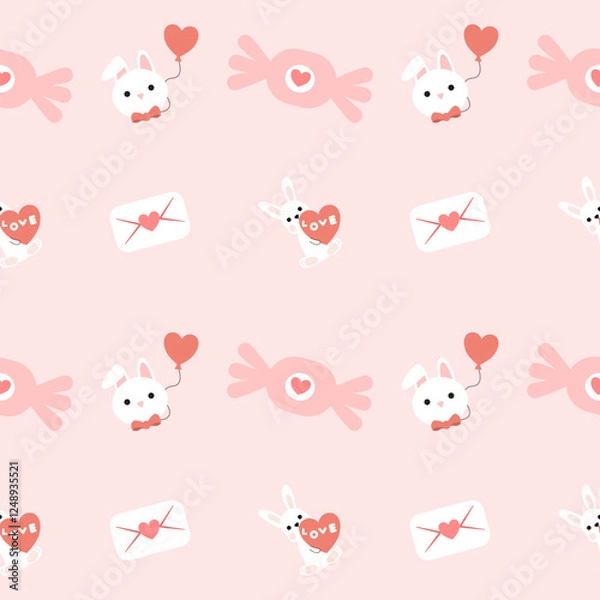 Obraz Hand drawn valentine's day seamless pattern with romantic symbols.