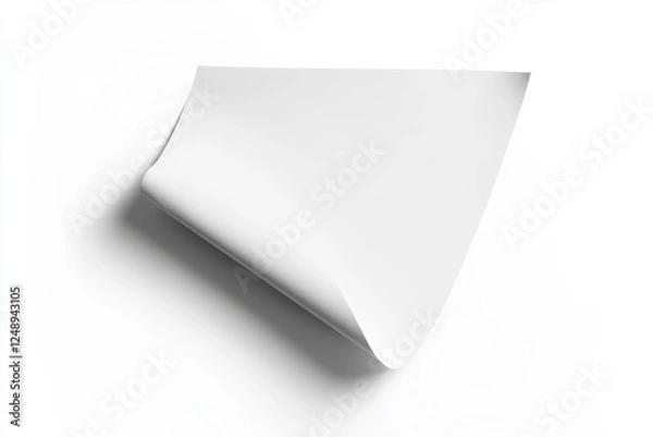 Obraz White paper sheet, corner curled, studio, blank, mockup