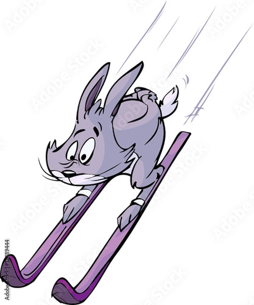Obraz rabbit sliding on ski