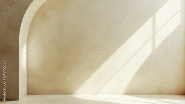 Fototapeta Bright and Serene Interior with Light Beige Walls and Soft Lighting in an Empty Corner Space Ideal for Minimalist Design and Modern Aesthetics