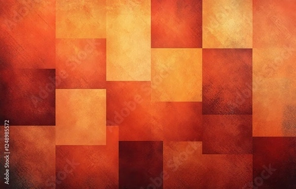 Fototapeta Abstract Orange Background Geometric Texture Autumn Halloween Thanksgiving Warm Layered Squares Rectangles Triangles Design