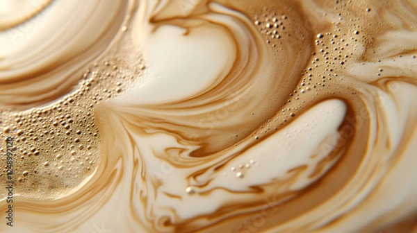 Fototapeta of a cappuccino with an unexpected abstract coffee art swirl, creating a mesmerizing effect 