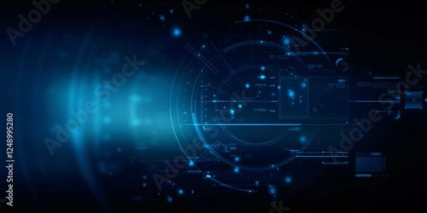 Fototapeta 2d illustration Abstract futuristic electronic circuit technology background