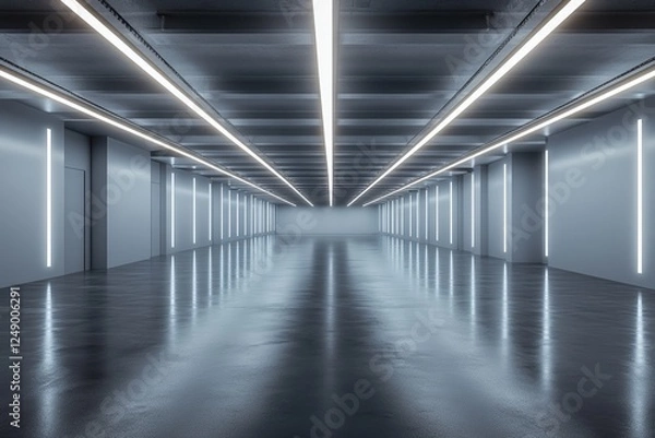 Fototapeta Spacious and Minimalist Room with Concrete Floors and Bright White Walls, Ideal for Modern Designs and Creative Interiors