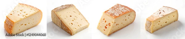 Fototapeta Set of Fresh cheese with cut isolated on white background.
