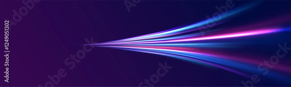 Obraz Swirl bokeh effect. Colored shiny sparks of spiral wave. Curved bright speed line swirls. Shiny wavy path. Rotating dynamic neon circle. Magic golden swirl with highlights.