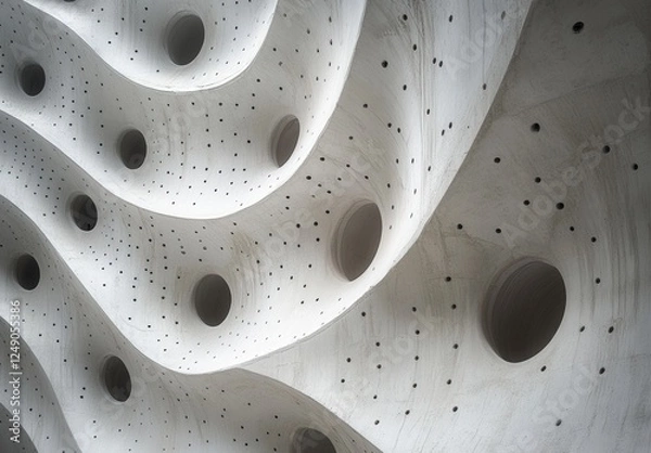 Fototapeta Abstract Architecture Design with Curves and Holes in Concrete