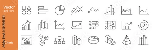 Fototapeta Charts Icons - Vector Line. Editable Stroke.