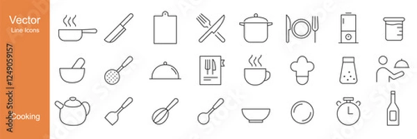 Fototapeta Cooking Icons - Vector Line. Editable Stroke.