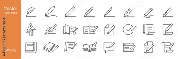 Fototapeta Writing Icons - Vector Line. Editable Stroke.