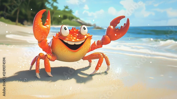 Obraz red crab on the beach