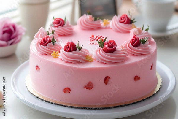 Obraz  pink cake close-up
