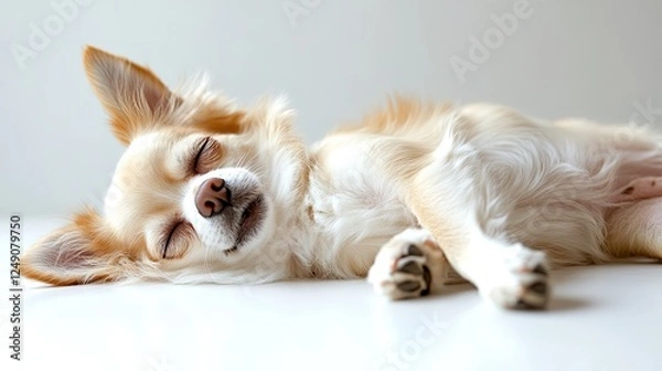 Fototapeta Beautiful cute little chihuahua dog on white background
