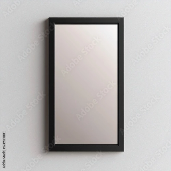 Fototapeta Minimalist Black Framed Mirror on Simple Light Wall Background