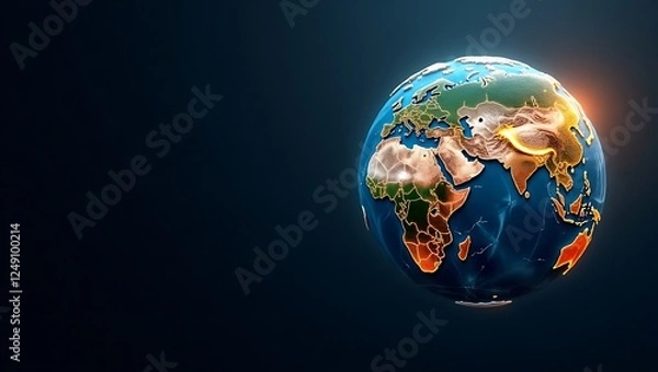 Obraz Patchwork Earth with Glowing Seams Dividing Continents for World Water Day Concepts