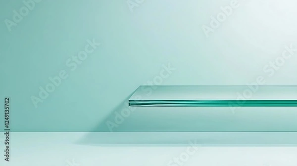 Fototapeta Floating Glass Shelf: A Minimalist 3D Render AI Generated