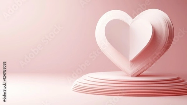 Fototapeta Elegant Heart Shaped Design with Soft Pink Background for Love Theme