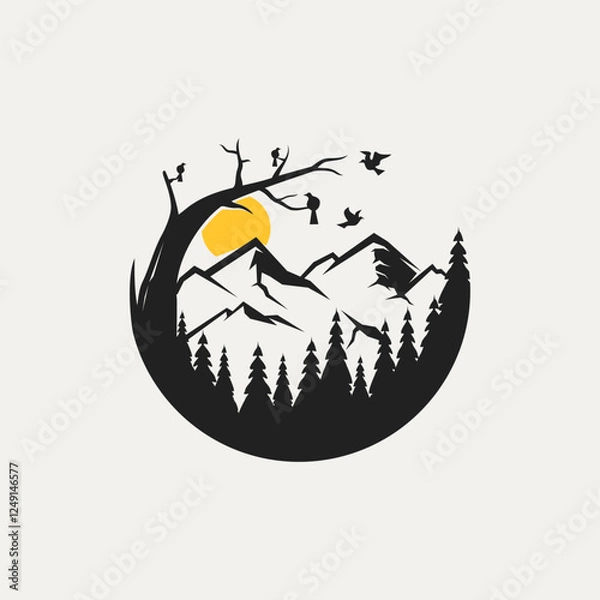 Fototapeta Mountain And Forest Vector Logo background