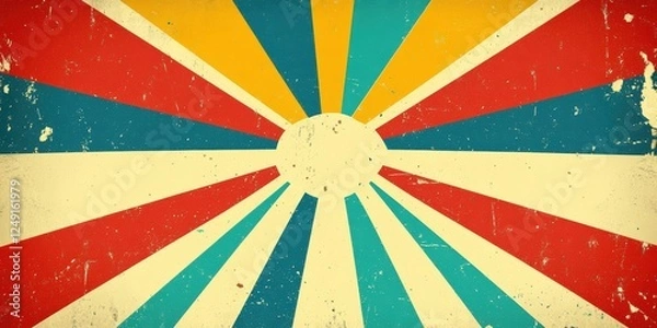 Fototapeta Vintage Style Vector Background with Radiating Rays of Light in Bright Colors, Perfect for Creative Projects and Graphic Design Applications