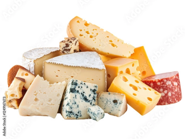 Fototapeta Isolated Assorted Cheese Collection