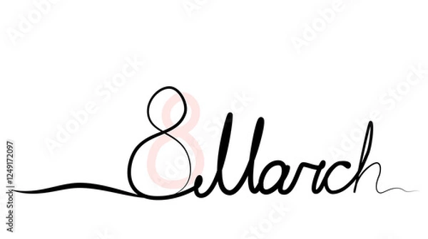 Fototapeta continuous drawing of the phrase March 8th in one line.