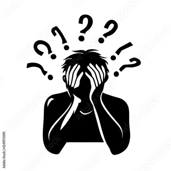 Fototapeta Isolated Graphic Depression with Question Marks on Black and White