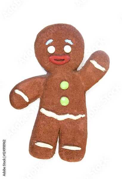 Obraz Gingerbread man isolated on white background