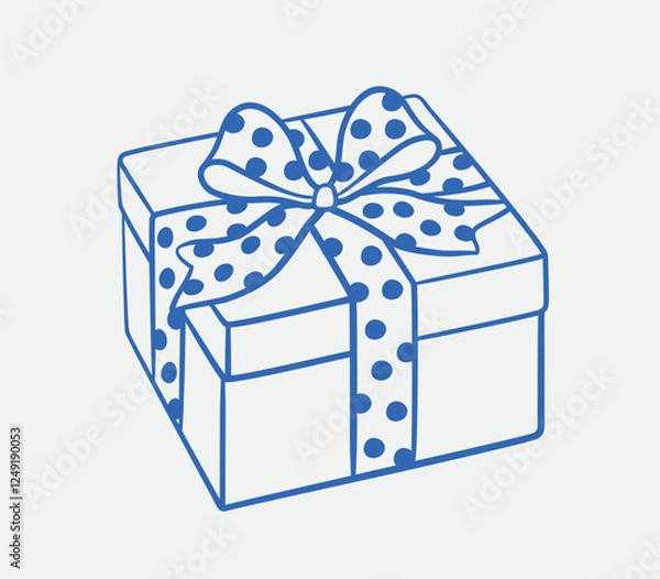 Fototapeta Hand-drawn gift box Illustration. Line art, ink, minimalist style. Vector illustration. Party collection.