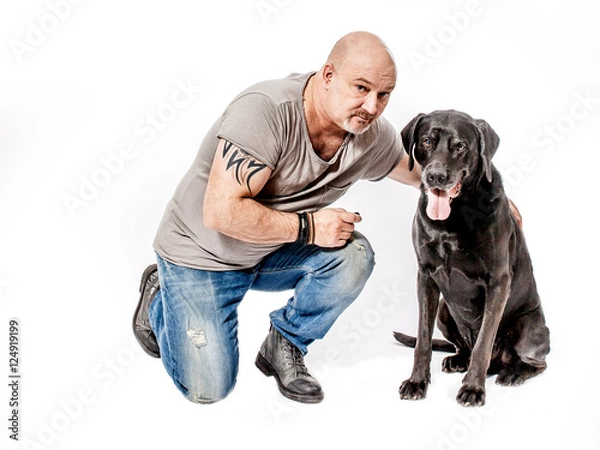 Fototapeta Mann mit Hund