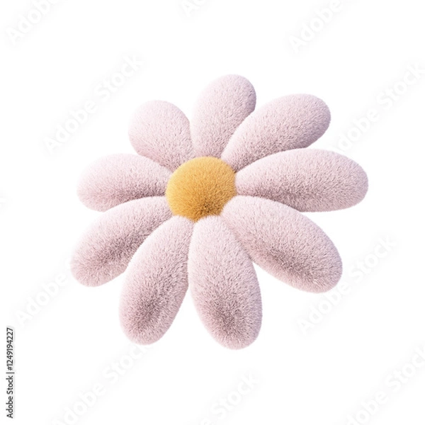 Fototapeta Plush Flower isolated on white background. 3d design element.