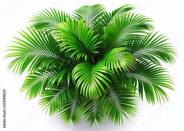 Obraz Top View Areca Palm Tree Isolated on White Background - Stock Photo