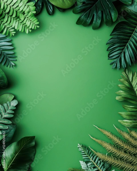 Fototapeta Nature-inspired Instagram template with soft green tones and organic shapes. Clean and fresh design