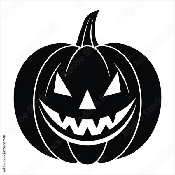 Obraz halloween pumpkin head vector illustration silhouette on a white background.