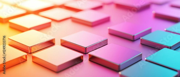 Fototapeta Colorful metallic tiles with high gloss gradient effect