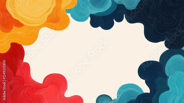 Fototapeta Colorful abstract waves frame blank center space