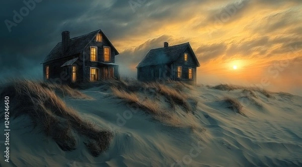 Fototapeta House on Sand vs House on Rock Parable of Wisdom and Folly in Building Foundations