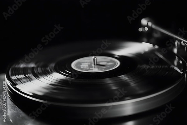 Obraz Old record player in retro vinyl syle, Vintage turntable