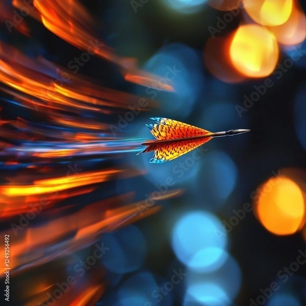Fototapeta Dart mid-flight, dramatic motion blur, sharp details