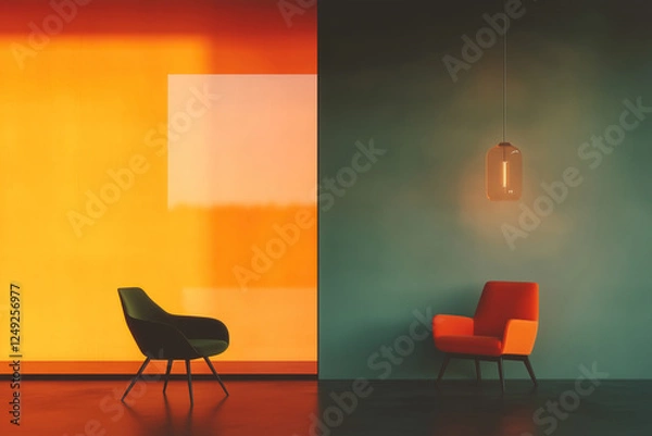 Obraz Ultra modern interior concept. Creative space in luxury club. Banner style. Cool atmosphere. Text space. Indoor shot